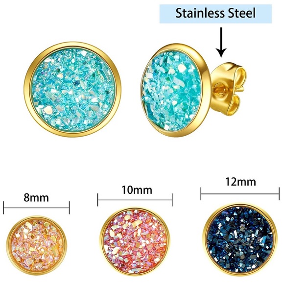 10 MM Druzy Earrings 🌈 - Picture 3 of 4